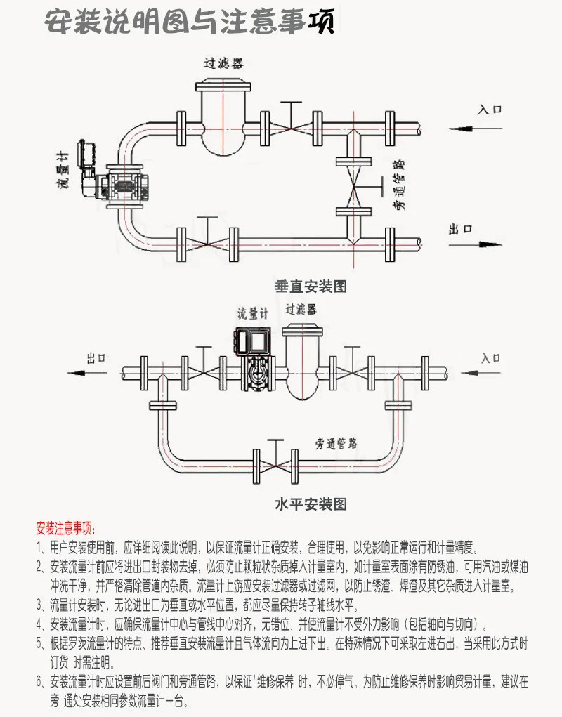 空氣羅茨流量計(jì)安裝說(shuō)明圖