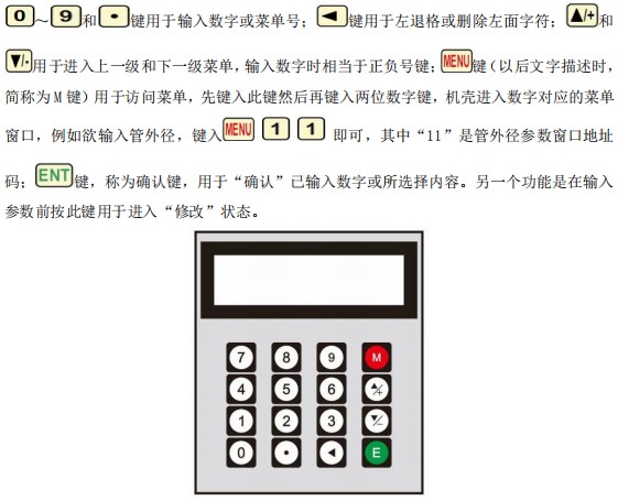 夾裝式超聲波流量計(jì)按鍵面板說(shuō)明圖